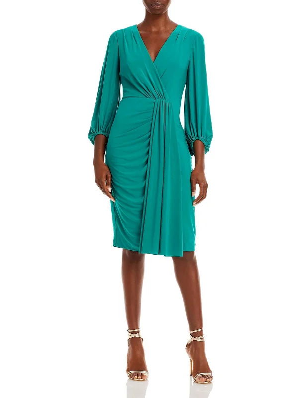 Womens Long Sleeves V-Neck Wrap Dress