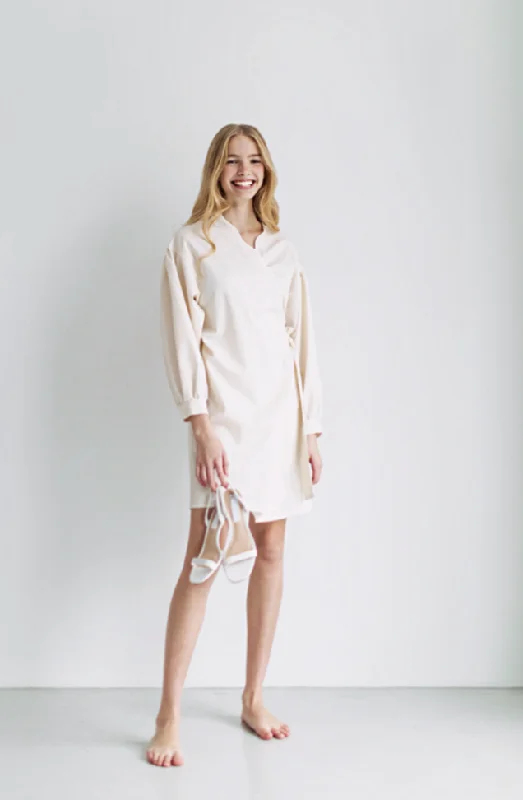 Wrap dress with embroidery made from Organic Cotton