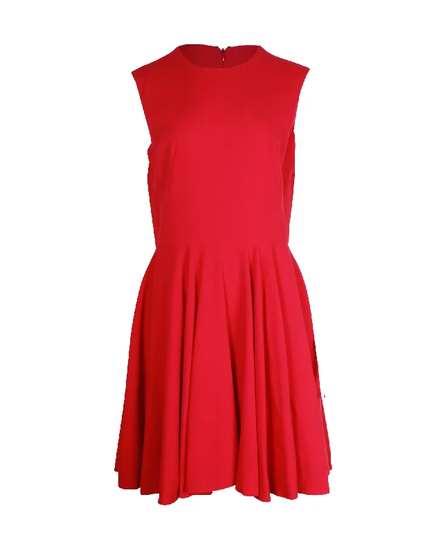 Alexander McQueen Mini Dress In Red Acetate