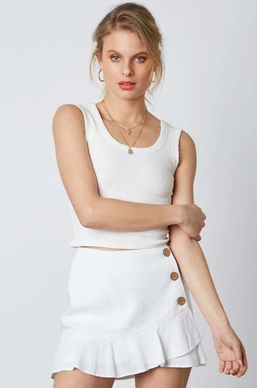 All I Can Do White Button-Up Mini Skirt