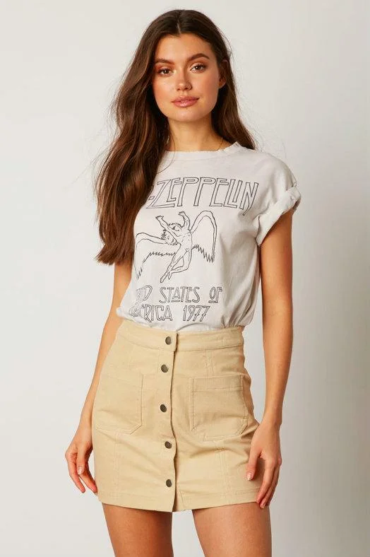 Amy Tan Corduroy Button-Up Mini Skirt