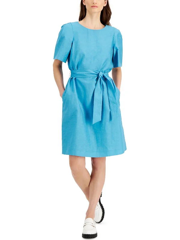 Catullo Womens Linen Blend Above Knee Wear to Work Dress