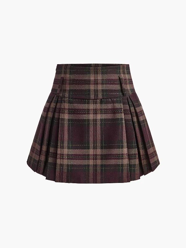 Checked Zipper Mini Skirt
