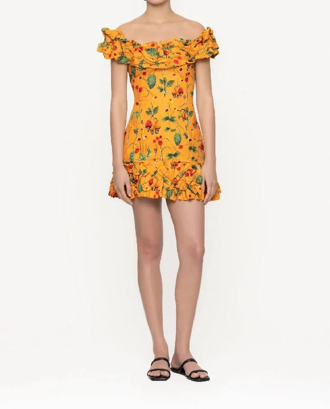 Jardin Frutal Mini Dress In Yellow