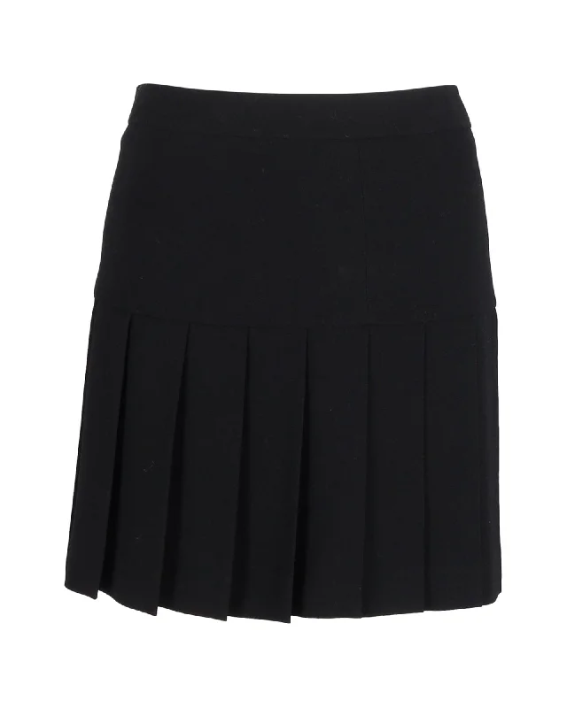 Joseph Pleated Mini Skirt in Black Polyester