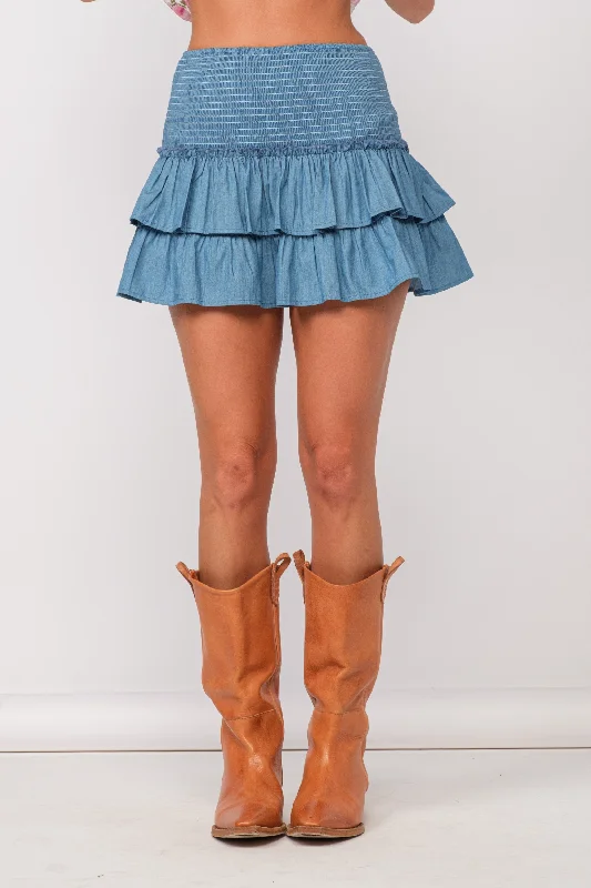 Kiara Light Blue Ruffle Mini Skirt