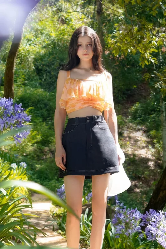 Milla A-line Zipper Denim Mini Skirt