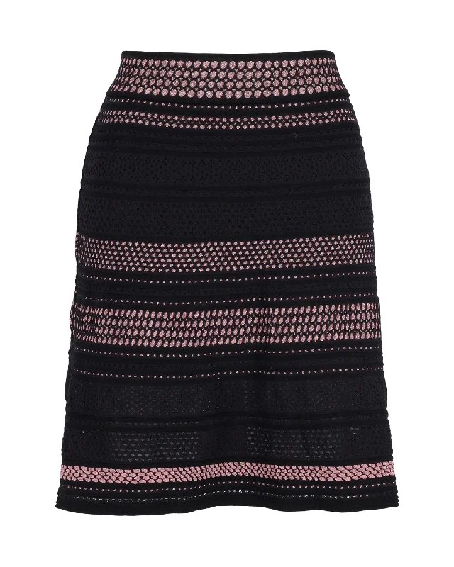 Missoni Striped A-line Mini Skirt in Black Polyamide