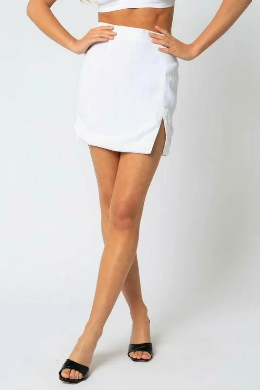 One Thing White Mini Skirt
