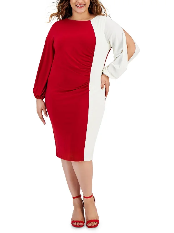 Plus Womens Office Knee-Length Wear To Work Dress