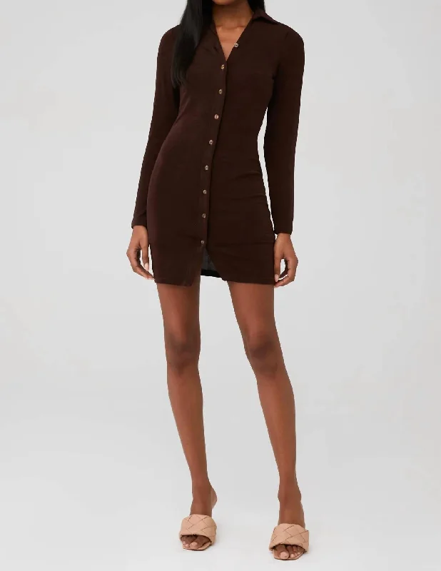 Ring My Bell Mini Dress In Chocolate Brown