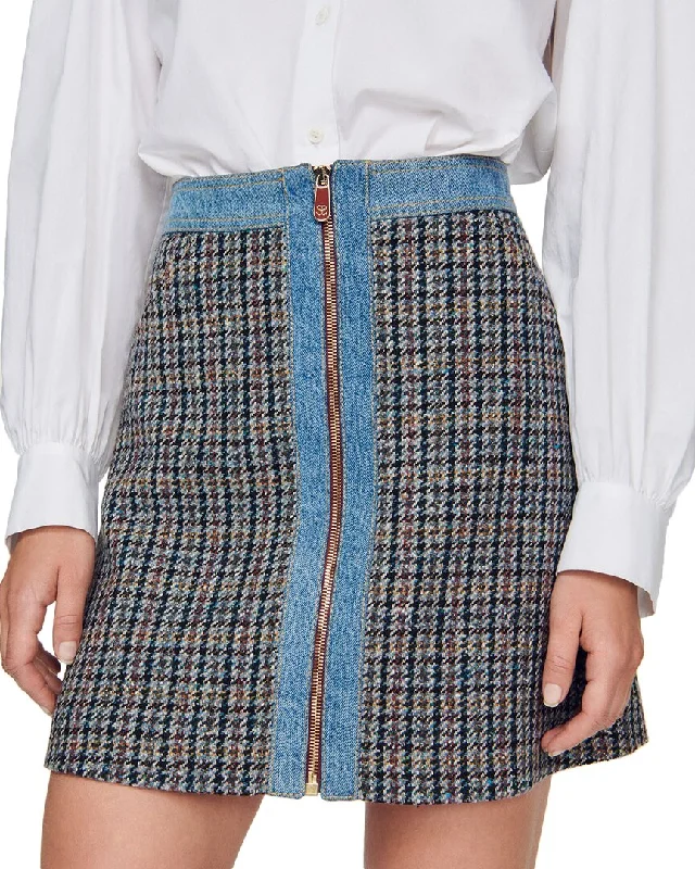 Sandro Maryjane Wool & Silk-Blend Mini Skirt