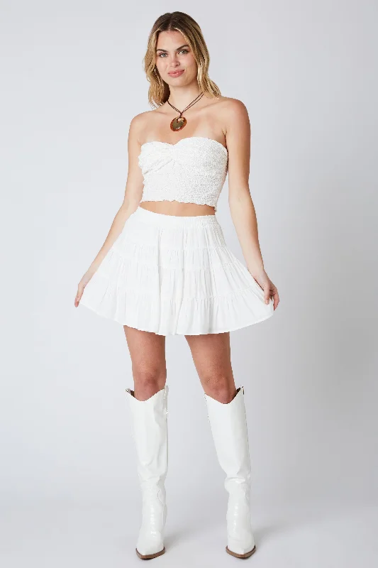 Vanessa White Tiered Mini Skirt