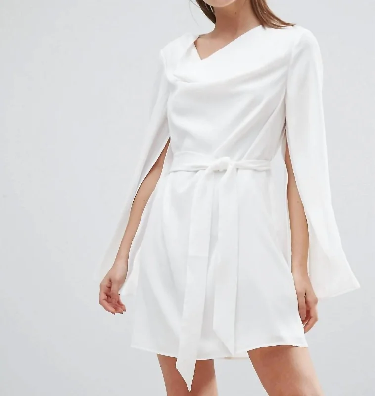 Women Interrupt Tie Belt Mini Dress In White