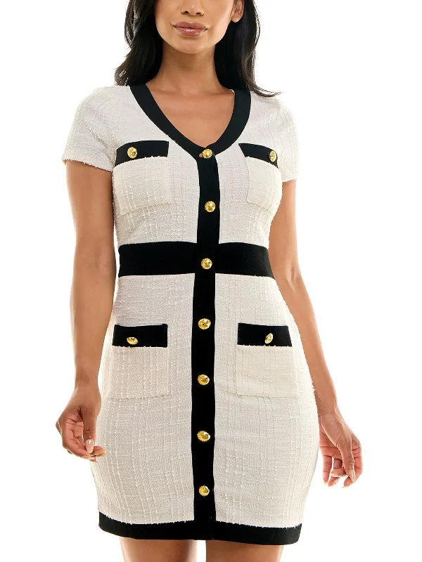 Womens Above Knee Tweed Wear To Work Dress
