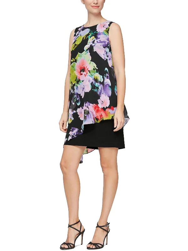 Womens Asymmetric Mini Shift Dress