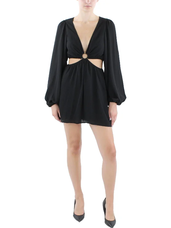 Womens Chiffon Cut-Out Mini Dress