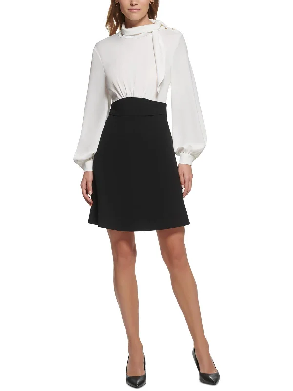 Womens Colorblock Polyester Wear To Work Dress