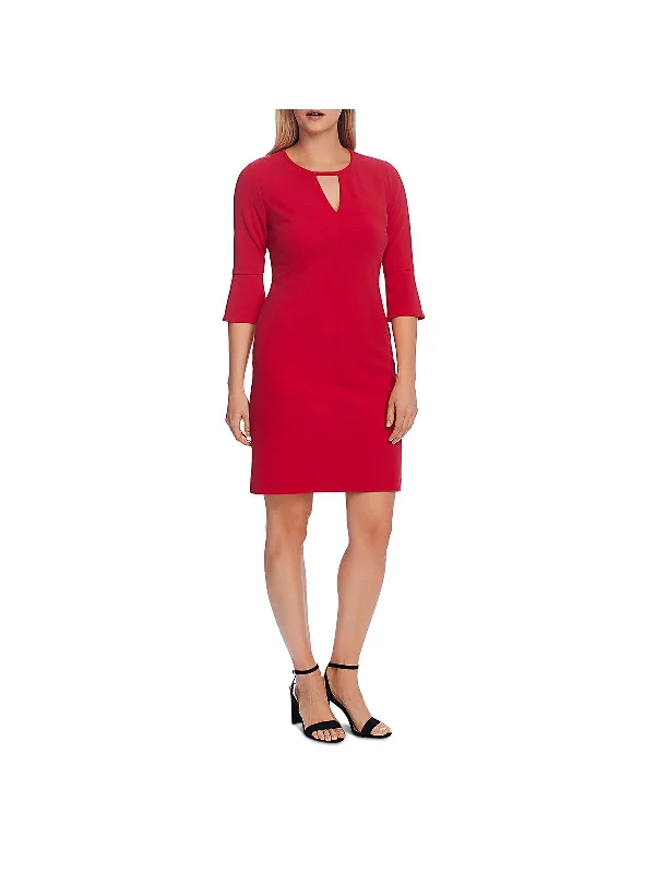 Womens Crepe Flare Sleeves Wear to Work Dress