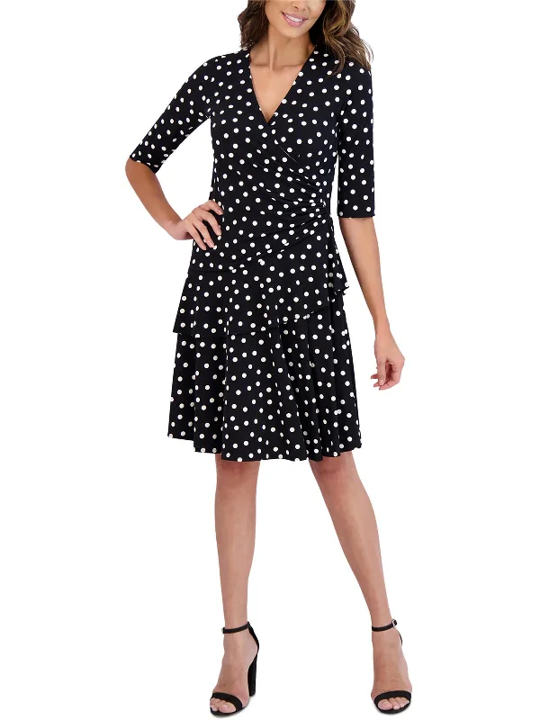 Womens Dotted Tiered Mini Dress