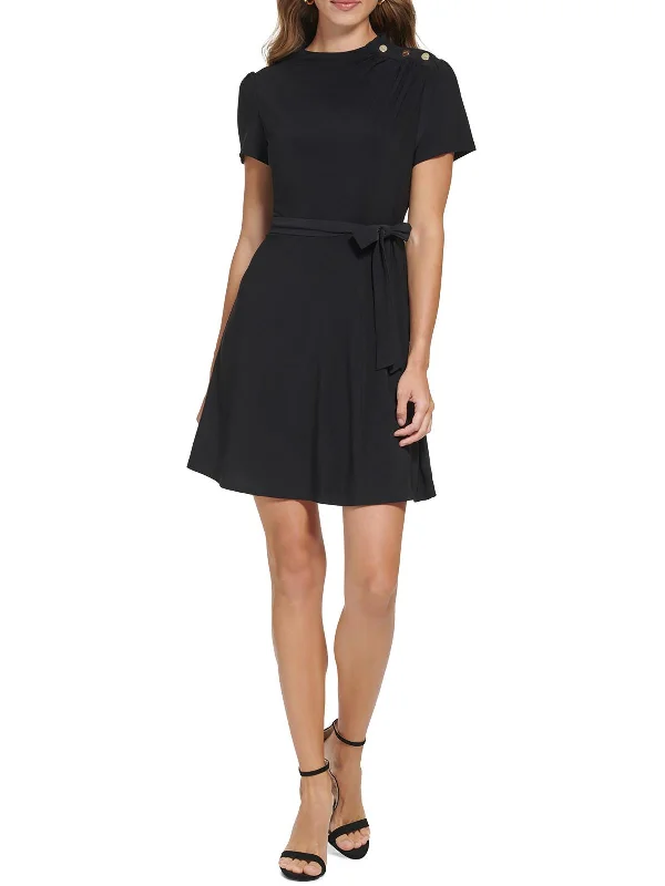 Womens Mock Neck Polyester Wear To Work Dress