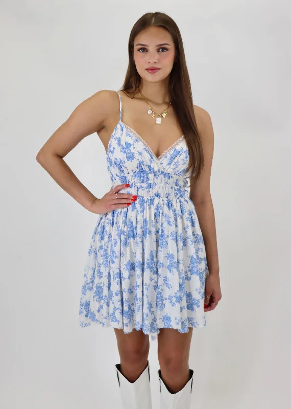 Hair Salon Mini Dress ★ Blue Floral