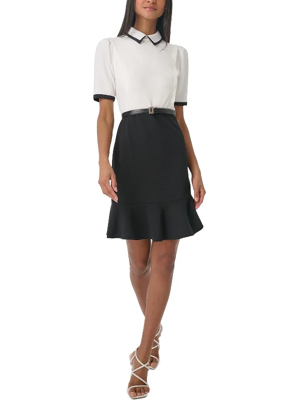 Womens Colorblock Scuba Wear To Work Dress