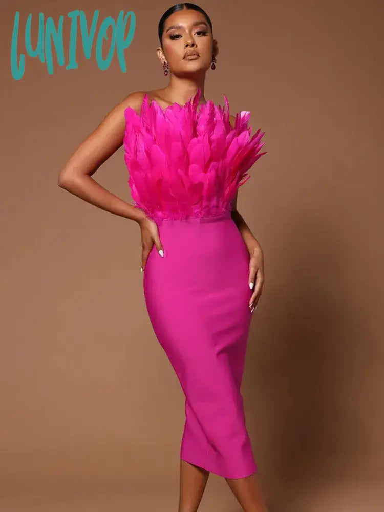 Lunivop Sexy Feather Bandage Dress Vestidos Para Mujer Wedding Birthday Party Night Cocktail Club Dresses On Sales With Free Shipping Lunivop Sexy Feather Bandage Dress Vestidos Para Mujer Wedding Birthday Party Night Cocktail Club Dresses On Sales With Free Shipping