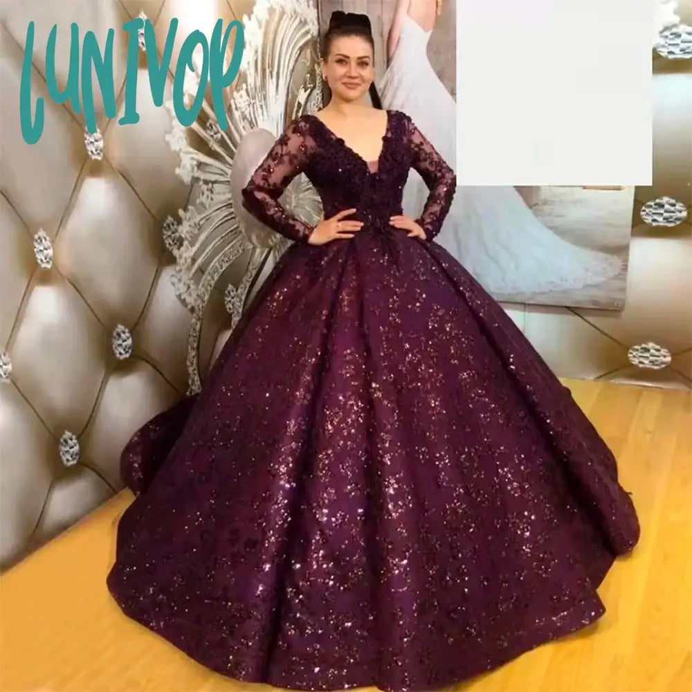 Lunivop Shinny Sequins Beading Prom Dresses 2024 Full Sleeves Ball Gown Backless Wedding Party formal occasion robes de soirée Lunivop Shinny Sequins Beading Prom Dresses 2024 Full Sleeves Ball Gown Backless Wedding Party formal occasion robes de soirée