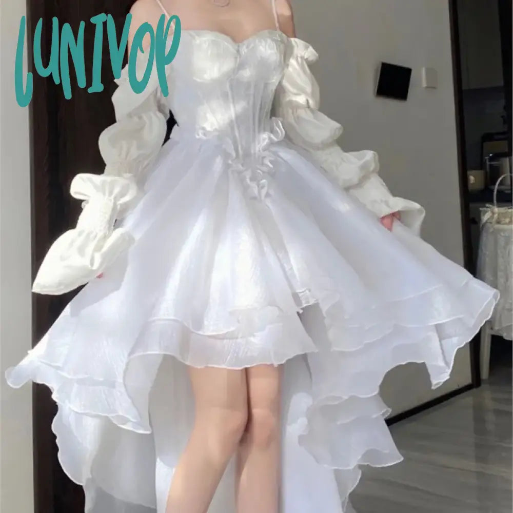Lunivop Spring Elegant White Off Shoulder Fairy Dress Chic Princess Puff Dress Mesh Puff Dress Wedding Party Porm Dress Lunivop Spring Elegant White Off Shoulder Fairy Dress Chic Princess Puff Dress Mesh Puff Dress Wedding Party Porm Dress
