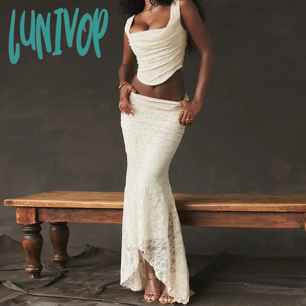 Lunivop Summer Sleeveless 2 Piece Sets Womens Outfits Elegant Formal Events Wedding Guest Dresses Sexy Cropped Top and Skirt Lunivop Summer Sleeveless 2 Piece Sets Womens Outfits Elegant Formal Events Wedding Guest Dresses Sexy Cropped Top and Skirt