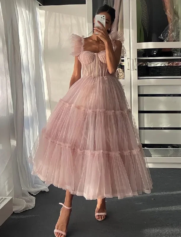 Ruffled Sleeves Tulle Dress, Tiered Ruffled A-line Skirt, Bridesmaid Party Dress, Graduation Dress, Wedding Party Dress, Tulle Corset Dress gh1825 Ruffled Sleeves Tulle Dress, Tiered Ruffled A-line Skirt, Bridesmaid Party Dress, Graduation Dress, Wedding Party Dress, Tulle Corset Dress gh1825