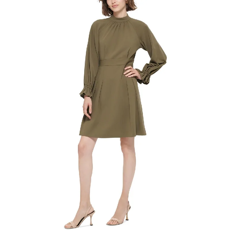 Calvin Klein Womens Mock Neck Mini Wear to Work Dress