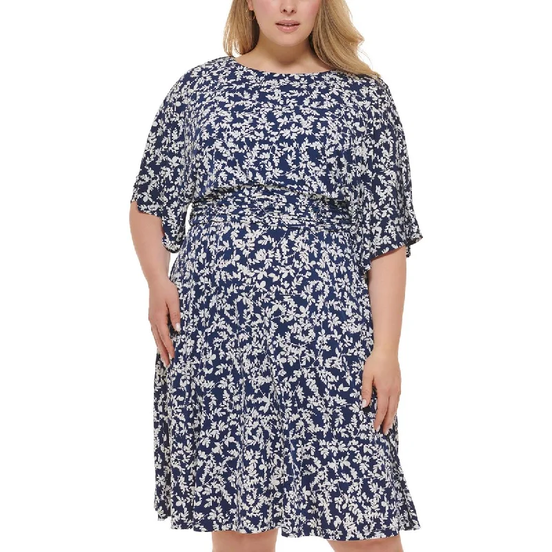 Jessica Howard Womens Plus Ruched Jersey Wear To Work Dress