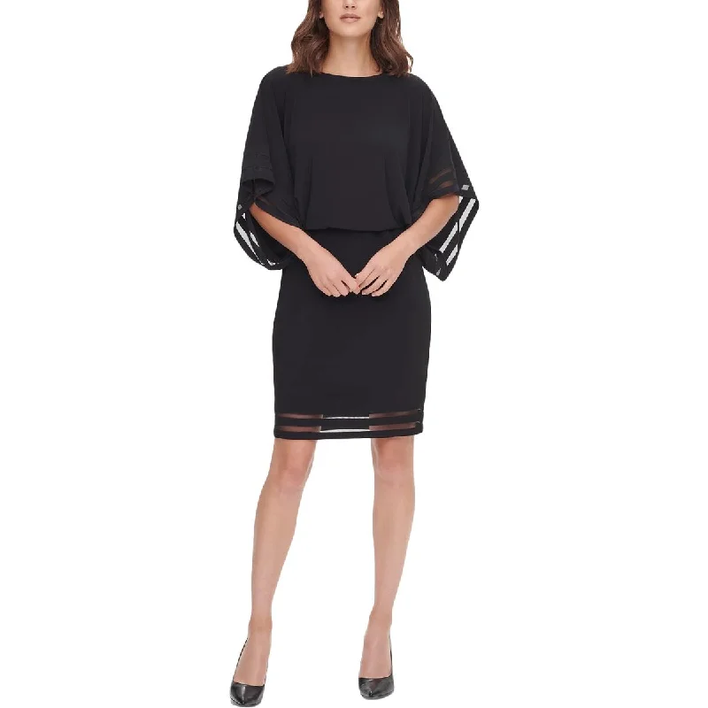 Jessica Howard Womens Petites Illusion Blouson Wear to Work Dress