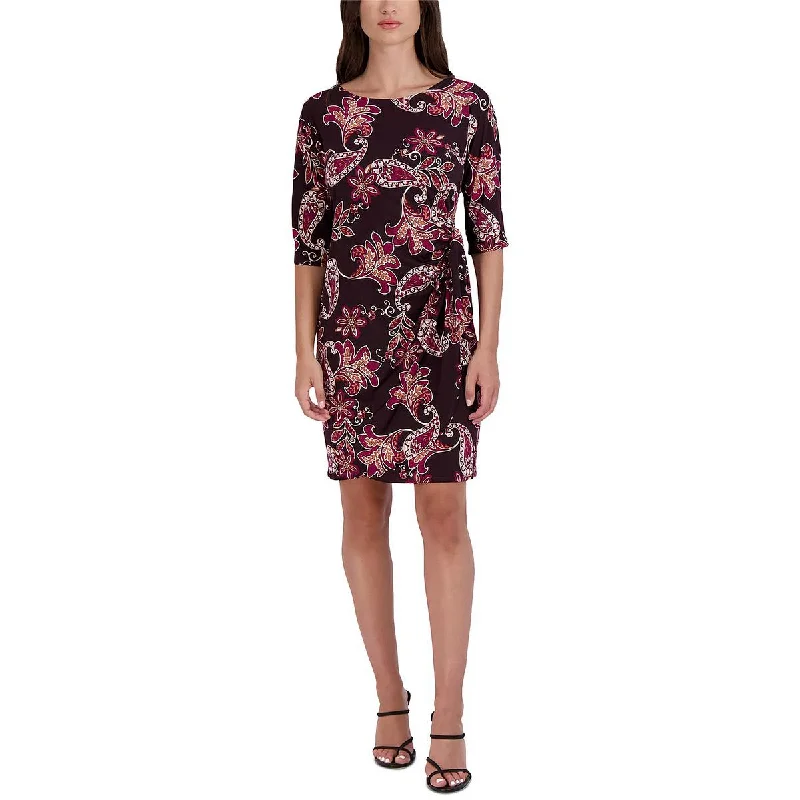 Signature By Robbie Bee Womens Petites Paisley Mini Wear to Work Dress