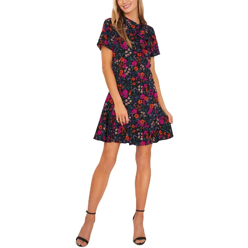 CeCe Womens Floral Print Chiffon Wear To Work Dress