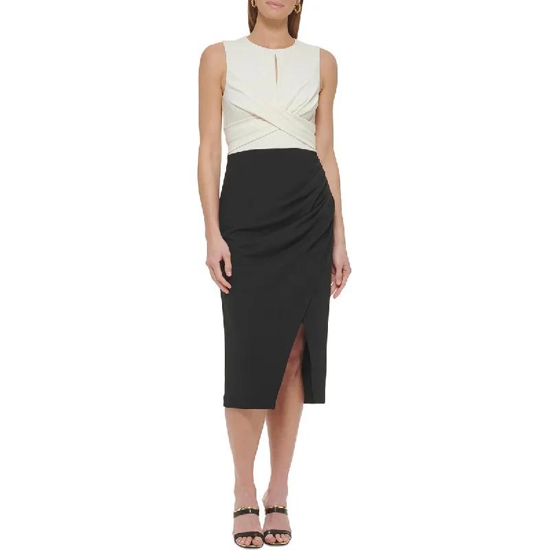 DKNY Womens Keyhole Ruched Wear To Work Dress