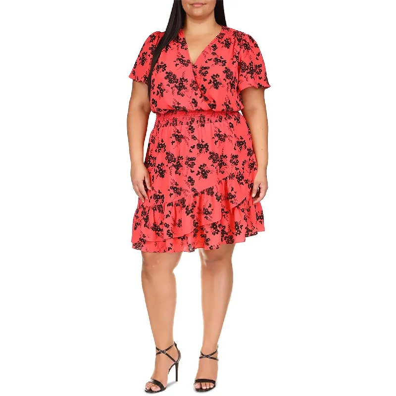 MICHAEL Michael Kors Womens Ruffled Crinkled Wear To Work Dress