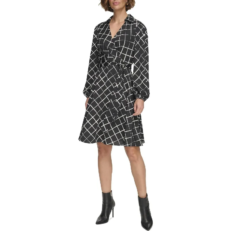 DKNY Womens Knee Length Faux Wrap Wear To Work Dress