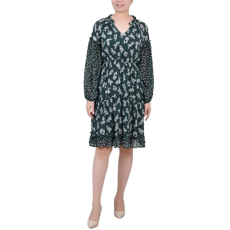 NY Collection Womens Petites Printed  Wear To Work Dress