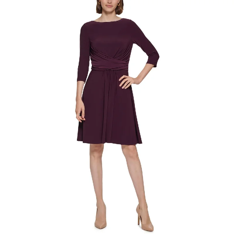Tommy Hilfiger Womens Wrap-Waist Mini Wear to Work Dress
