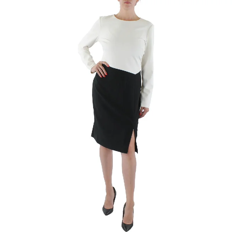 Lauren Ralph Lauren Womens Crepe Colorblock Wear to Work Dress